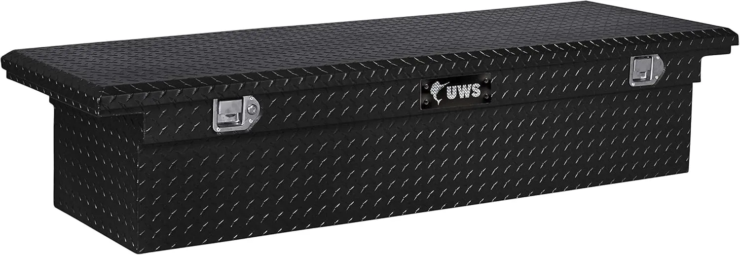 UWS TBS-63-LP-BLK Black 63" Single Lid Low Profile Crossover Tool Box with Beveled Insulated Lid