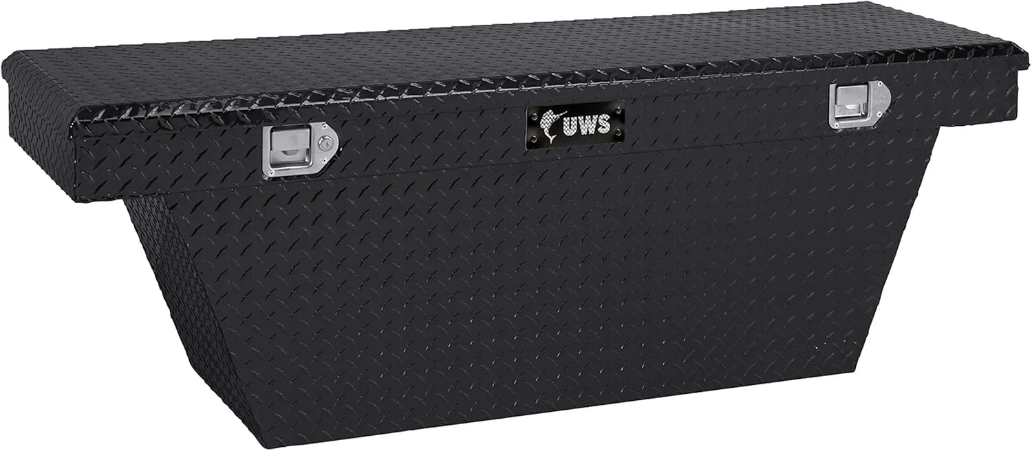 UWS TBSD-63A-BLK Black 63" Single Lid Deep Angled Crossover Tool Box with Beveled Insulated Lid