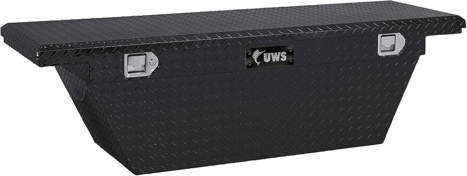 UWS TBSD-63A-LP-BLK Black 63" Single Lid Deep Angled Low Profile Crossover Tool Box with Beveled Insulated Lid