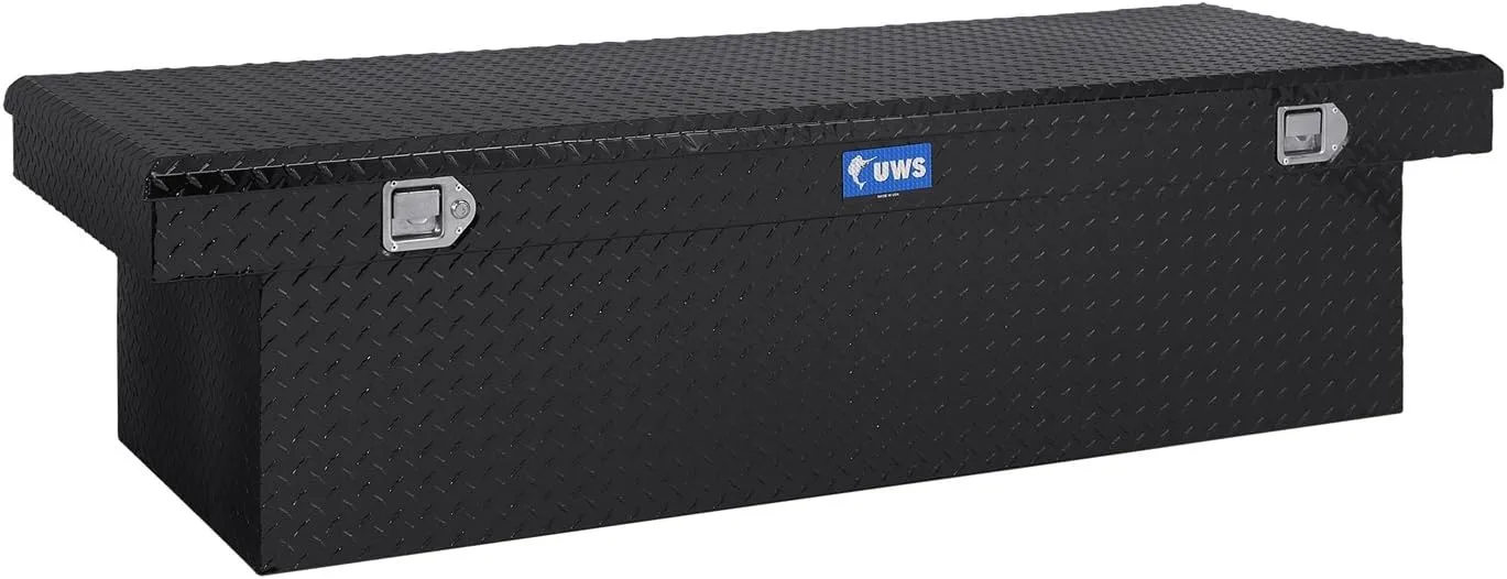 UWS TBSD-69-LBTA-BLK Black 69" Single Lid Extra Wide Deep Crossover Tool Box with Beveled Insulated Lid