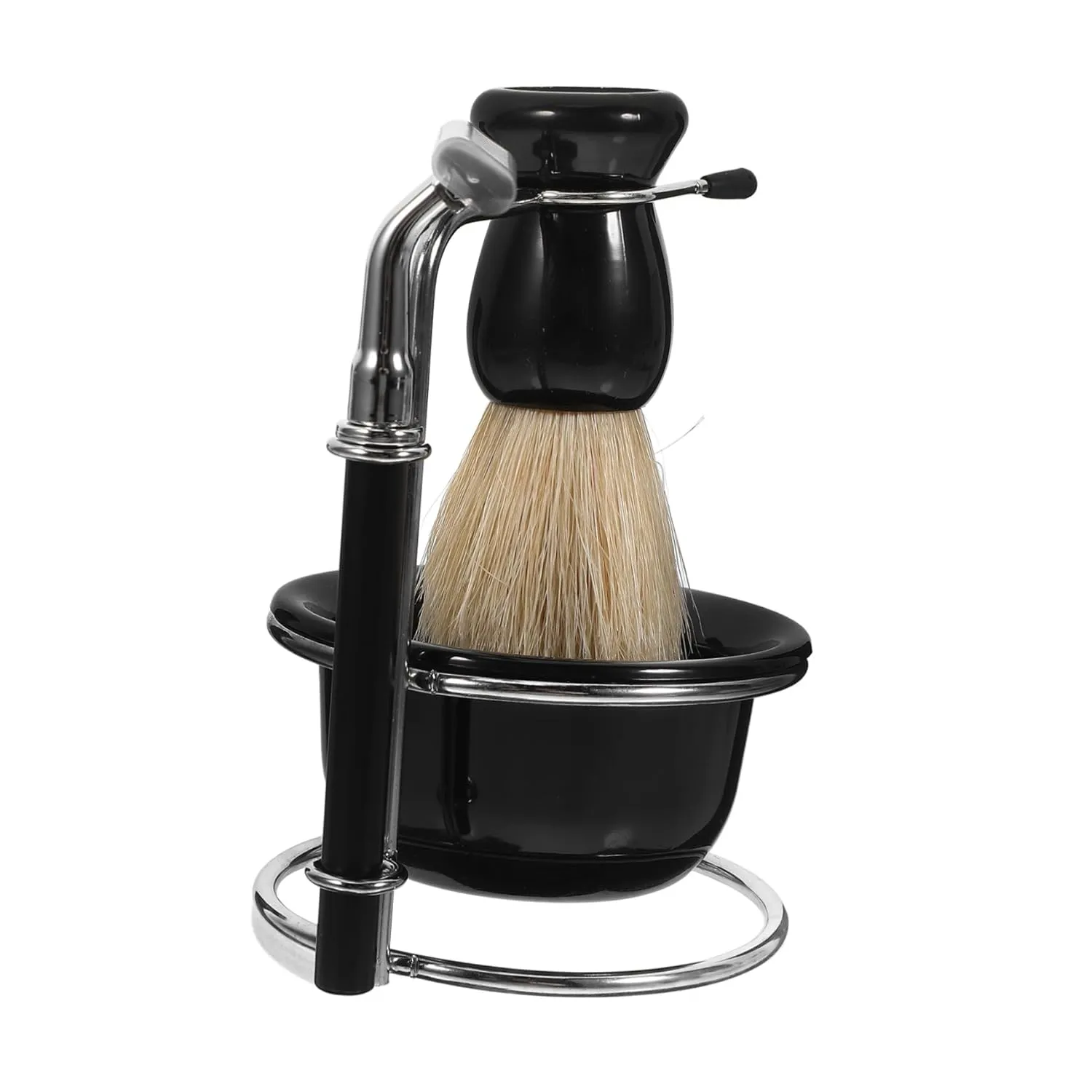 Vaguelly 1set Manual Shaving Kit for Men Includes Shaving Brush Bowl Stand Ergonomic Design for Bearded Men