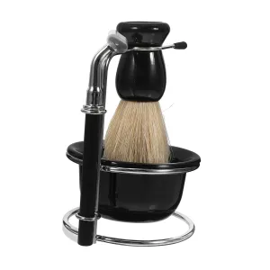 Vaguelly 1set Manual Shaving Kit for Men Includes Shaving Brush Bowl Stand Ergonomic Design for Bearded Men