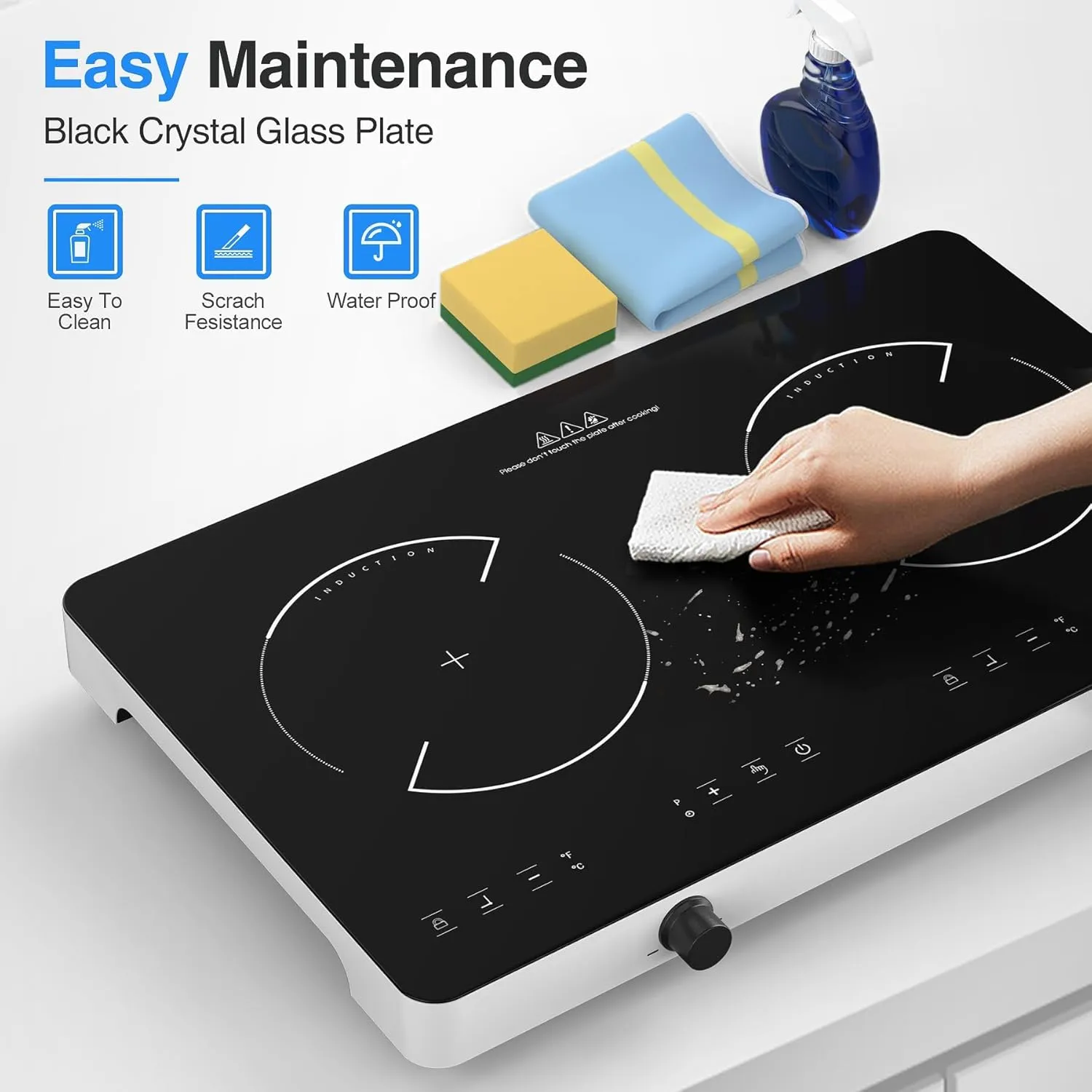 VBGK Double Induction Cooktop,110V 4000W Induction Stove Top Portable Induction Cooktop 2 Burner with Knob Control,20 Power Levels,Child Safety Lock and 4 Hour Timer