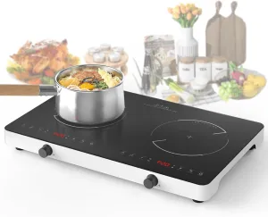 VBGK Double Induction Cooktop,110V 4000W Induction Stove Top Portable Induction Cooktop 2 Burner with Knob Control,20 Power Levels,Child Safety Lock and 4 Hour Timer