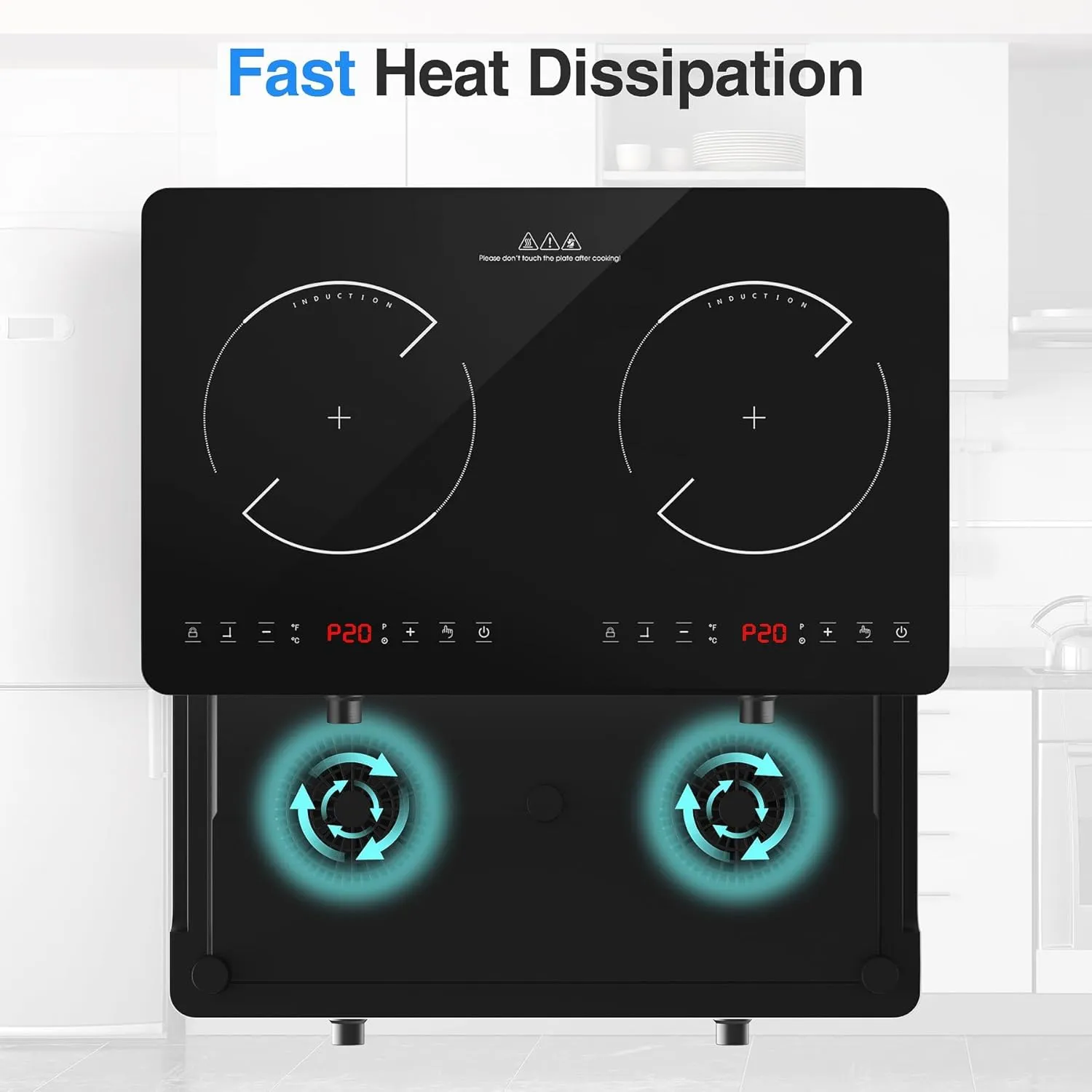 VBGK Double Induction Cooktop,110V 4000W Induction Stove Top Portable Induction Cooktop 2 Burner with Knob Control,20 Power Levels,Child Safety Lock and 4 Hour Timer