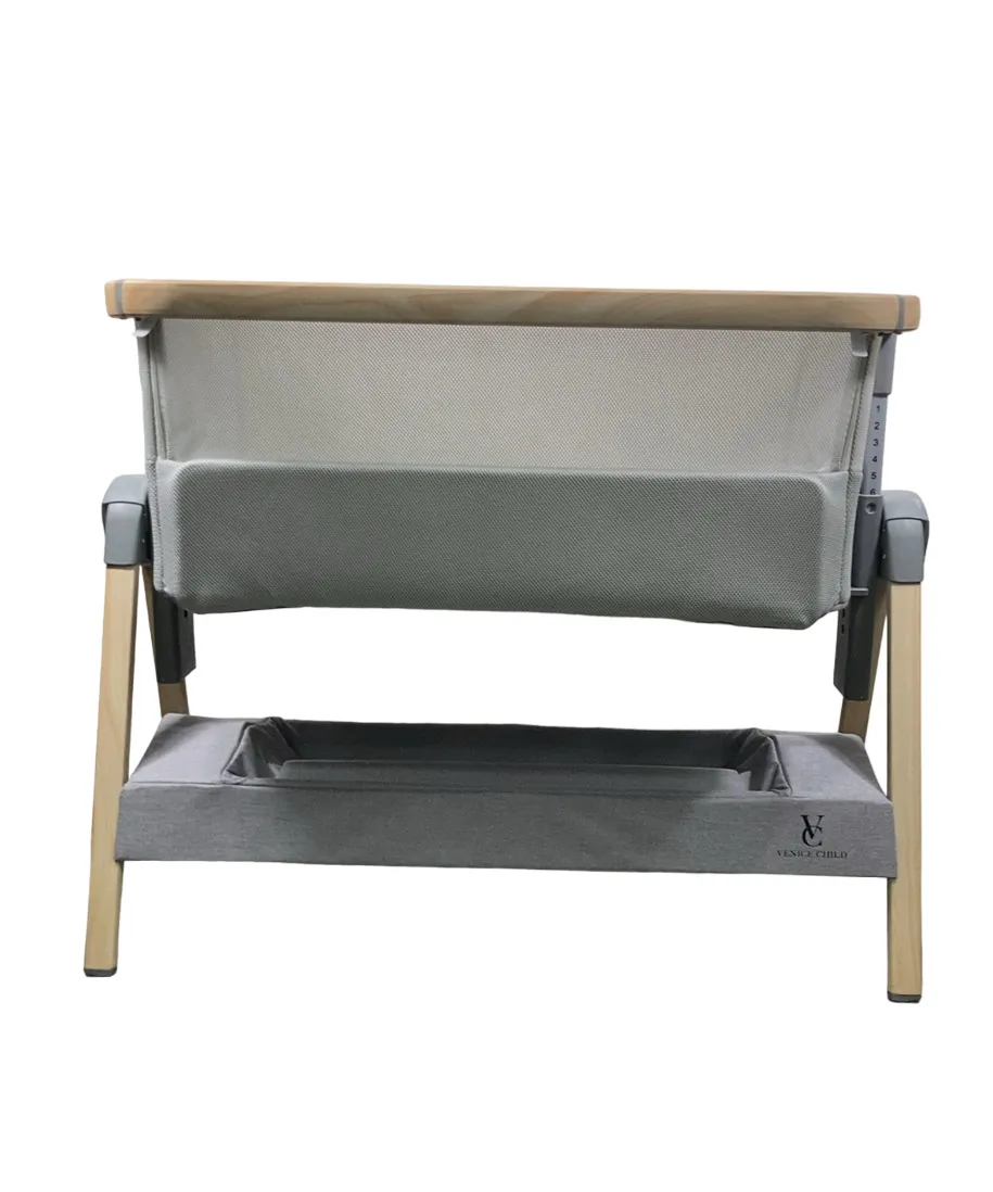 Venice Child California Dreaming Portable Bedside Bassinet, Grey/Wood