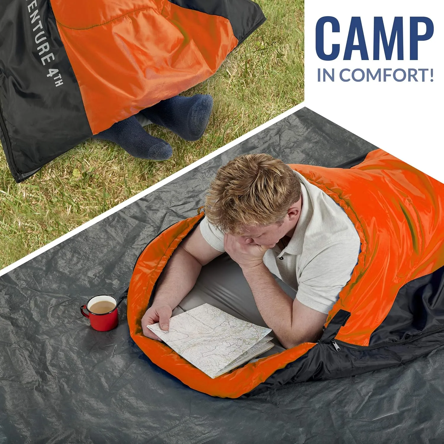 VENTURE 4TH Backpacking Sleeping Bag – XXL, Double and Single Sizes - Lightweight Warm & Cold Weather Sleeping Bags for Adults, Kids & Couples – Ideal for Hiking, Camping & Outdoor Adventures
