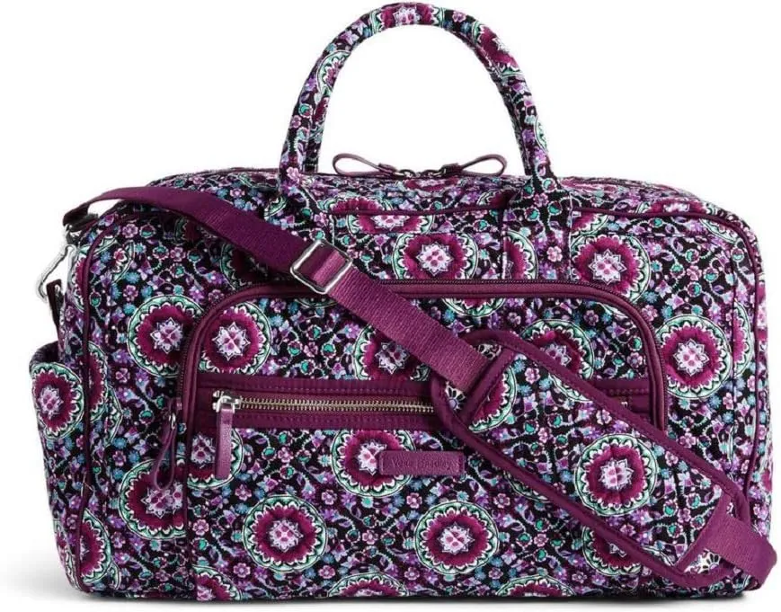 Vera Bradley Iconic Compact Weekender Travel Bag in Lilac Medallion, Signature Cotton