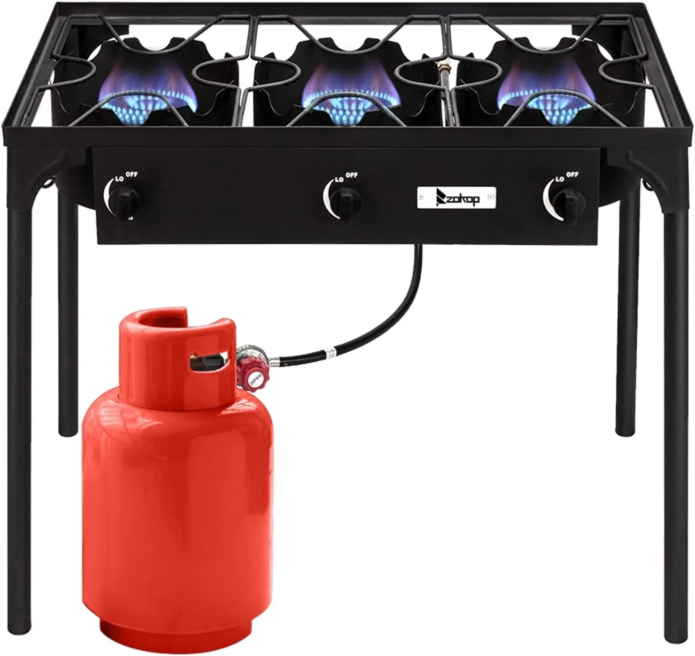 VERYKE Outdoor Camping Burner Stove,Protable Propane Gas Stove,High Pressure Stand Cooker for Backyard,Camping,Home (Three Burner - 225000-BTU)