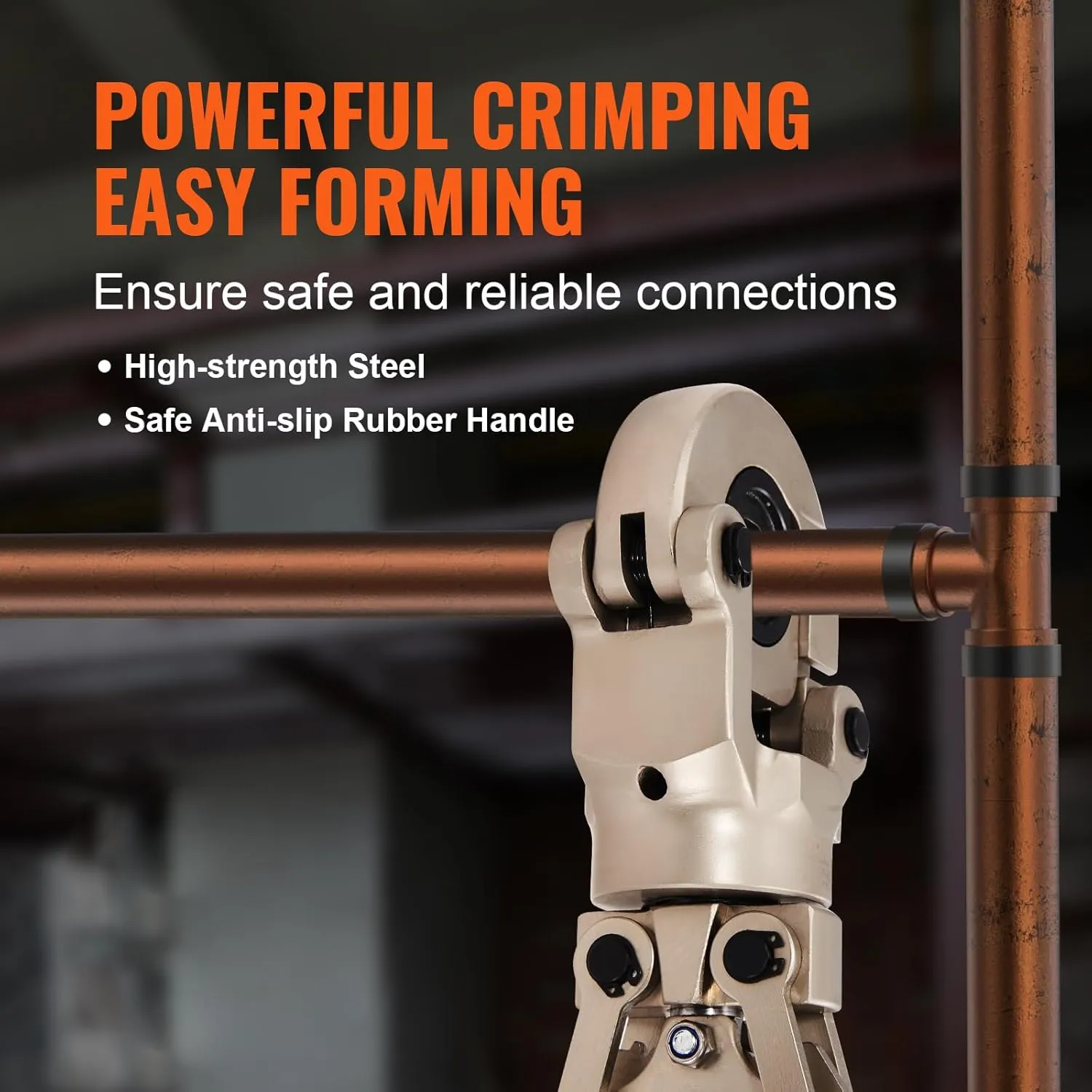 VEVOR Copper Press Tool Tube Fittings Crimping Kit, Pro Press Crimper with 1/2", 3/4", 1" Quick Change Jaws, 360° Rotatable Crimp Tool & Locking Pin, Extendable Handle, Meet ASTM B88 and B75 Standard