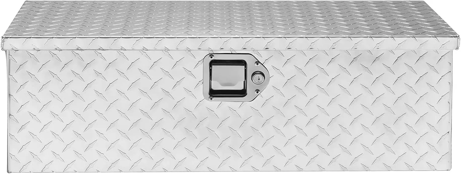 VEVOR Heavy Duty Aluminum Truck Bed Tool Box, Diamond Plate Tool Box with Side Handle and Lock Keys, Storage Tool Box Chest Box Organizer for Pickup, Truck Bed, RV, Trailer, 30"x13"x9.6", Silver