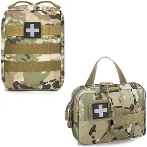 VIIDOO Tactical First Aid Pouch, Molle OCP Medical Pouch Bag, Empty, Olive Drab, Nylon, 8"H x 6"W x 3"D