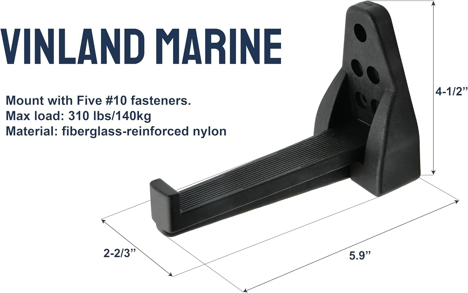 Vinland Marine Nylon Black Folding Mast Step 310 lbs. Max Capacity, Sailboat mast Steps, Sailing, Rigging, Folding Truck Step, Boat Step, Multi-Purpose Step and Grab Handle