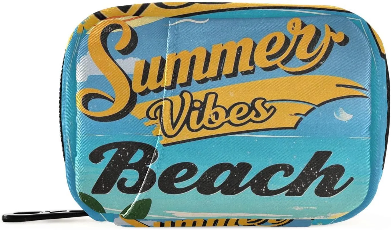 Vintage Poster Beach Summer Vibes first aid bag with Detachable Compartments attachable organizer travel case for purse