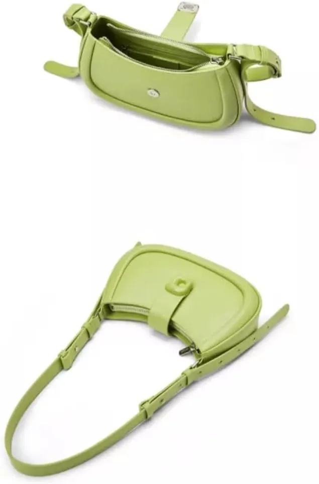Vintage Style Shoulder Bag, Lime Green, Adjustable Strap, 9.8x6.7x2.4 inches