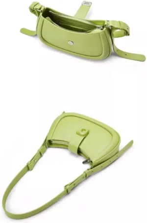 Vintage Style Shoulder Bag, Lime Green, Adjustable Strap, 9.8x6.7x2.4 inches