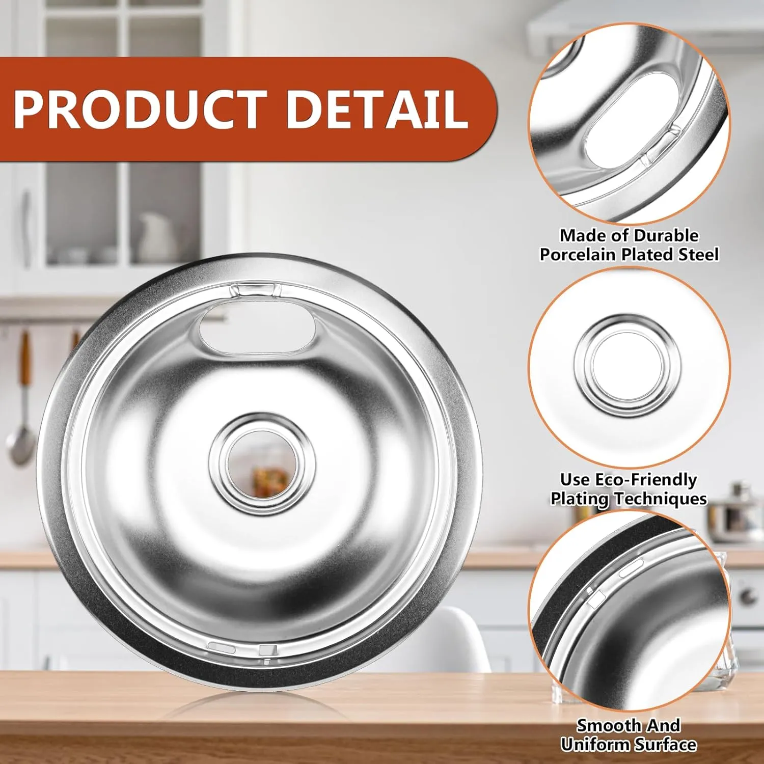 W10196405 W10196406 Electric Stove Burner Drip Pans & MP22YA Electric Range Burner Element Unit Set by Cenipar-Compatible with Whirl-pool Ken-more Ama-na Range Oven/Stove