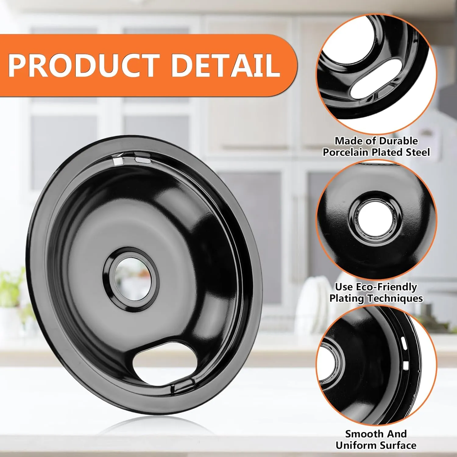 W10290350 W10290353 Porcelain Burner Drip Pan Bowls & MP22YA Electric Range Burner Element Unit Set by Cenipar-Compatible with Whirl-pool Frigi-daire Ama-na Range Oven/Stove