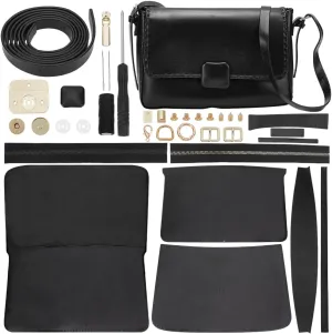 WADORN PU Leather Crossbody Making Kit, DIY Shoulder Bag Making Materials Set for Women Handicraft Bag Making Craft Handmade Handbag Sewing Accessories for DIY Purse Making Supplies, Black