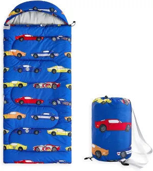 Wake In Cloud - Kids Sleeping Bag for Boys Toddlers, Camping in Warm Cold Weather, Backpacking Lightweight Compact Outdoor Liner for 3 Seasons Summer Spring Fall