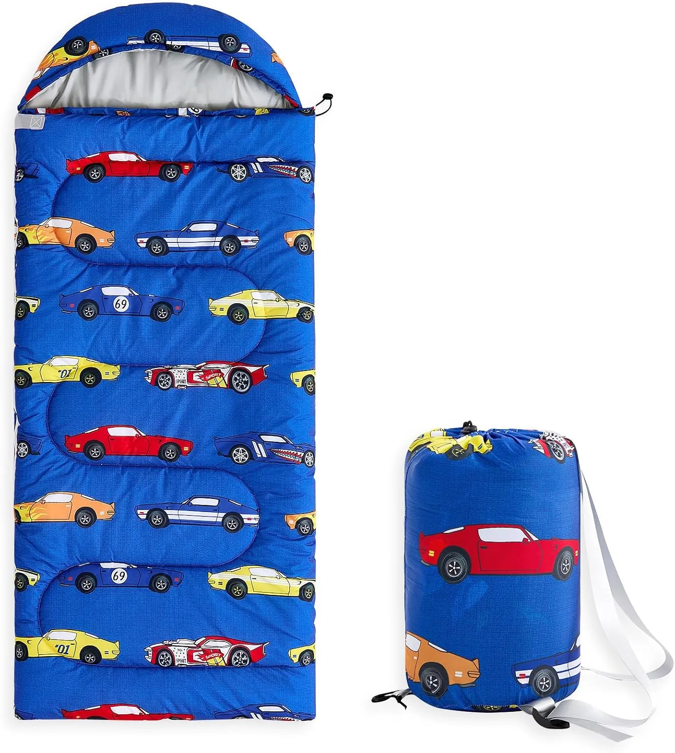 Wake In Cloud - Kids Sleeping Bag for Boys Toddlers, Camping in Warm Cold Weather, Backpacking Lightweight Compact Outdoor Liner for 3 Seasons Summer Spring Fall