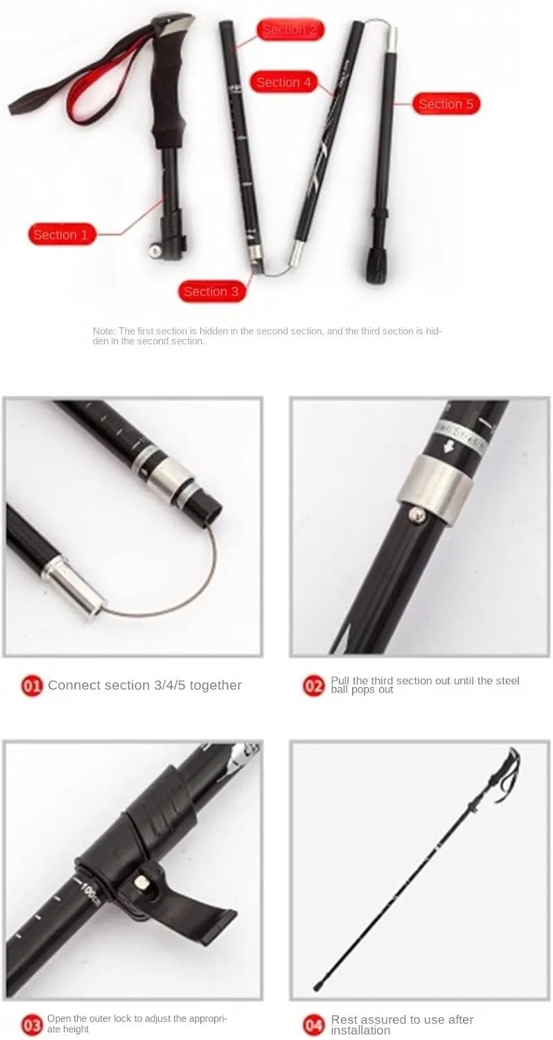 Walking Stick Hiking Poles Folding Trekking Poles Telescopic Poles Ultra-Light Poles for Outdoor Walking Hiking Hiking Gear Trekking Poles