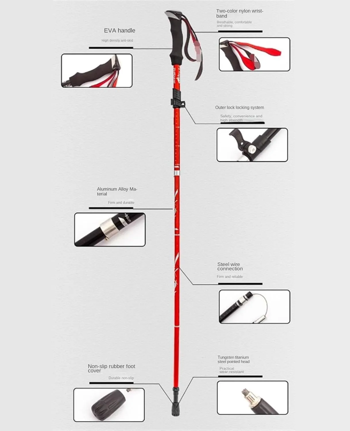 Walking Stick Hiking Poles Folding Trekking Poles Telescopic Poles Ultra-Light Poles for Outdoor Walking Hiking Hiking Gear Trekking Poles