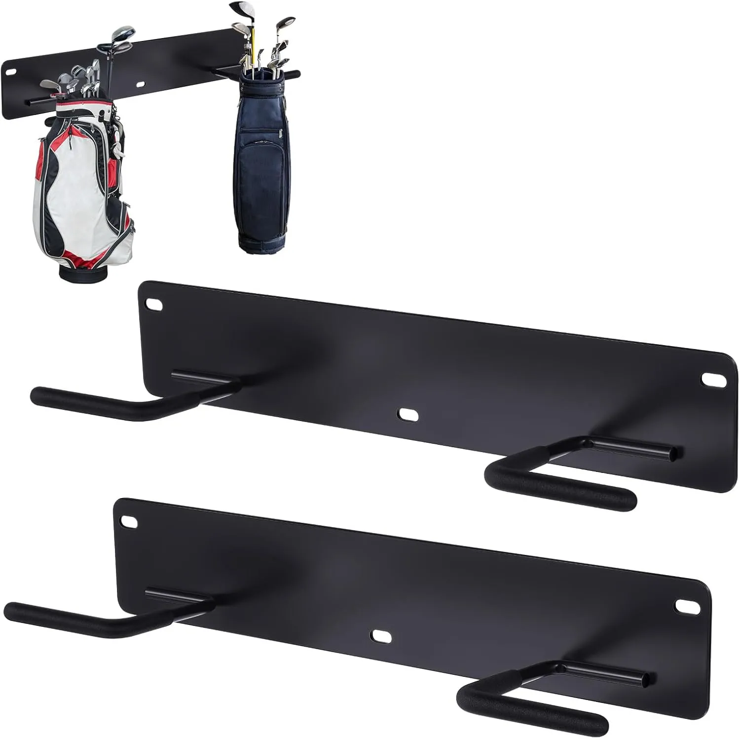 Wall Mount Golf Bag Organizer - Storage Rack and Stand for Garage, Shed, Basement - Holder, Hangers for Golfing Equipment and Accessories