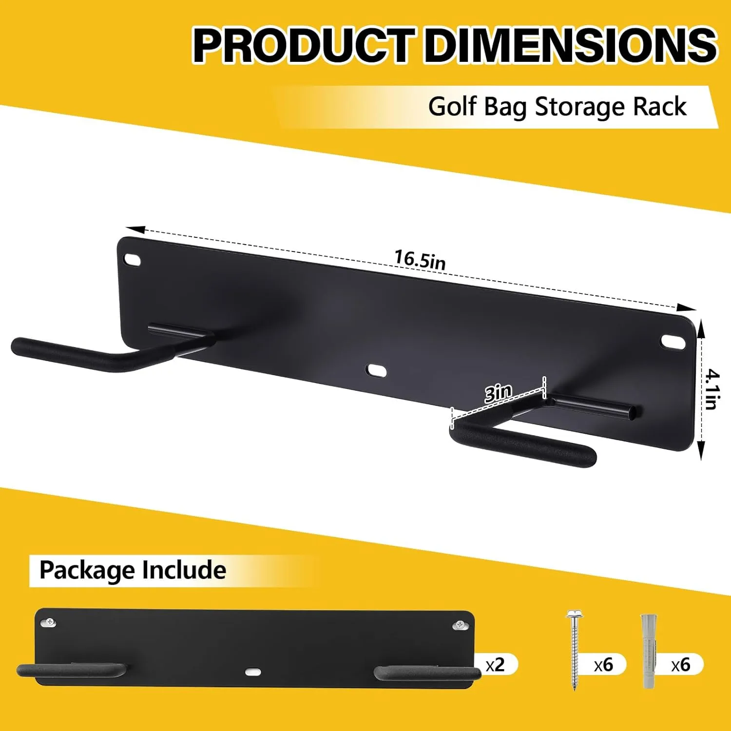 Wall Mount Golf Bag Organizer - Storage Rack and Stand for Garage, Shed, Basement - Holder, Hangers for Golfing Equipment and Accessories