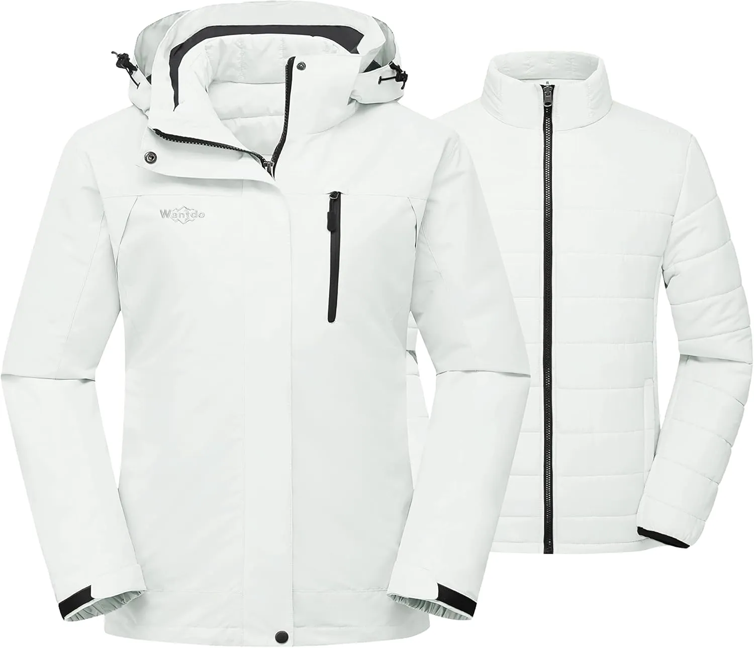wantdo Women's 3 in 1 Waterproof Ski Jacket Windproof Winter Snow Coat Snowboarding Jackets Warm Raincoat