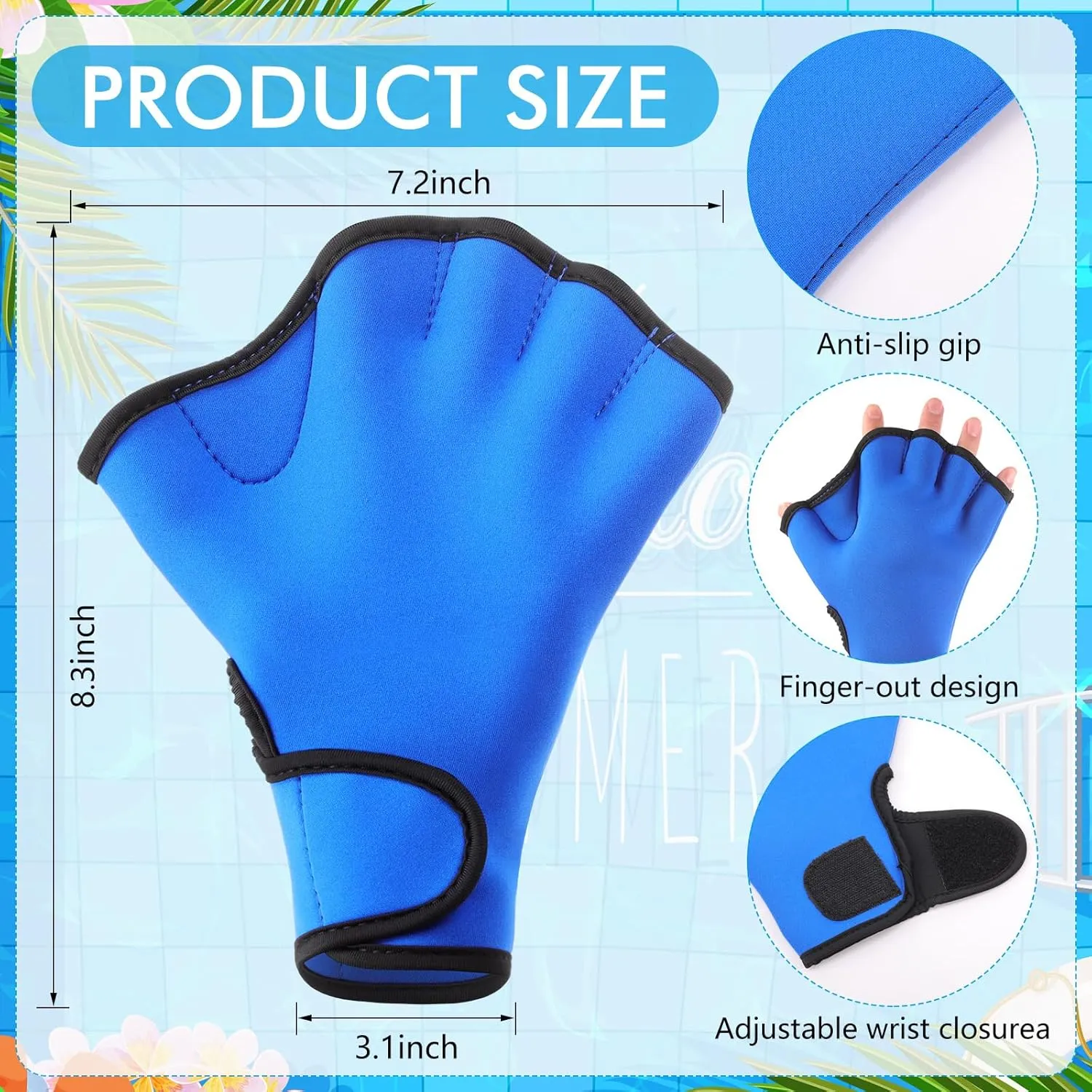 Water Aerobics Set for Aquatic Exercise 1 Pair Neoprene Swimming Glove 2 Pcs Foam Aquatic Dumbbells Water Weights Equipment Pool Resistance Fitness Equipment for Training Workouts