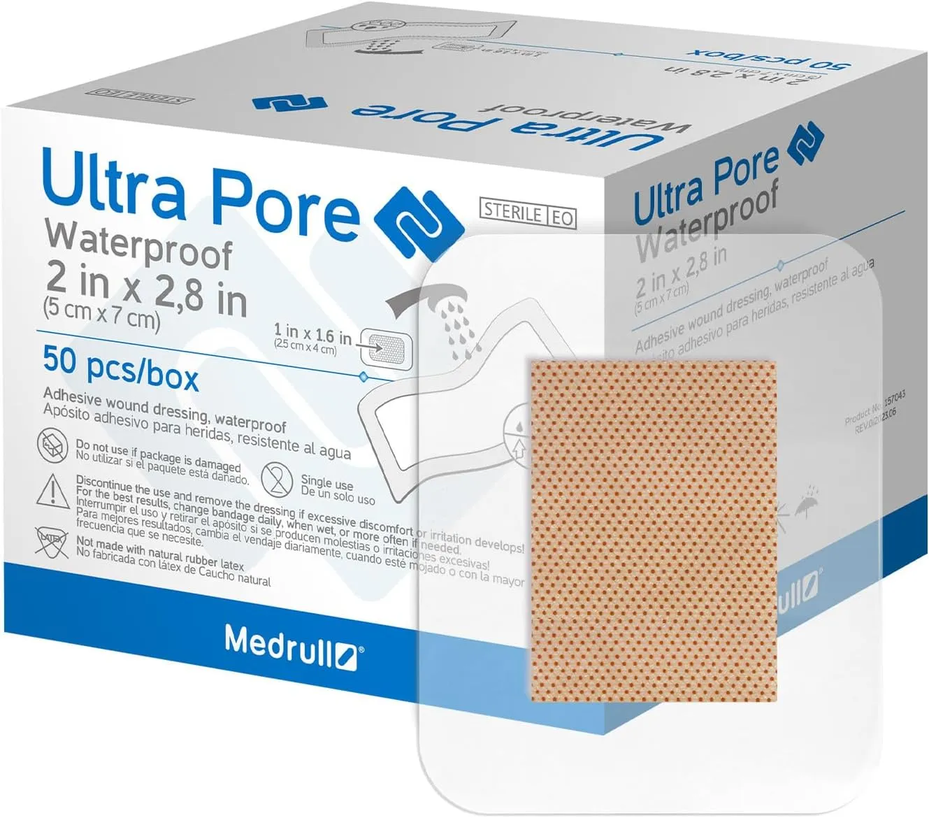 Waterproof Bandages 2x3 - Sterile Wound Dressing Ultra Pore Transparent - Flexible Non-Stick Dressing Bandage for Minor Cuts, Scrape and Wounds, 50 Count Individually Wrapped