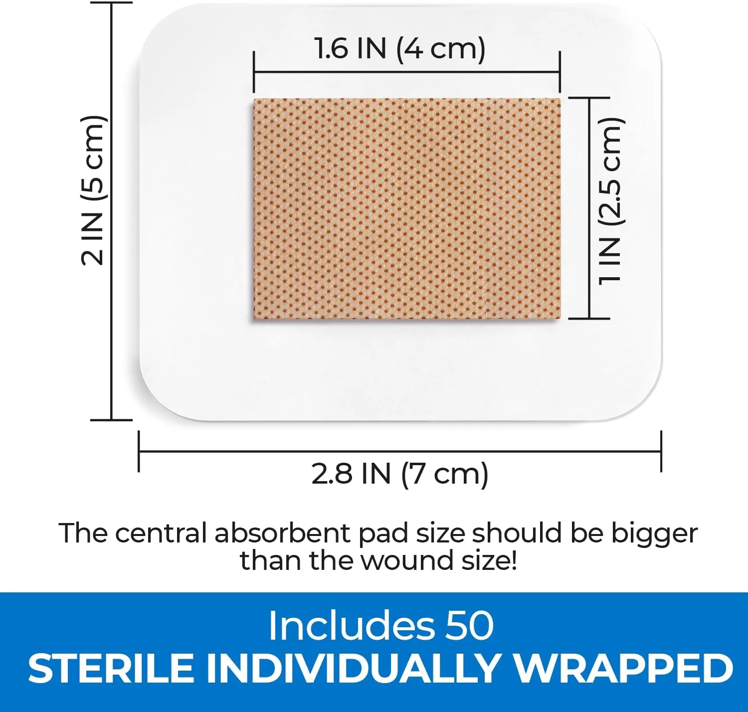 Waterproof Bandages 2x3 - Sterile Wound Dressing Ultra Pore Transparent - Flexible Non-Stick Dressing Bandage for Minor Cuts, Scrape and Wounds, 50 Count Individually Wrapped