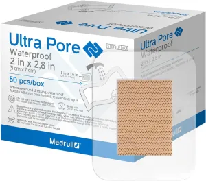 Waterproof Bandages 2x3 - Sterile Wound Dressing Ultra Pore Transparent - Flexible Non-Stick Dressing Bandage for Minor Cuts, Scrape and Wounds, 50 Count Individually Wrapped