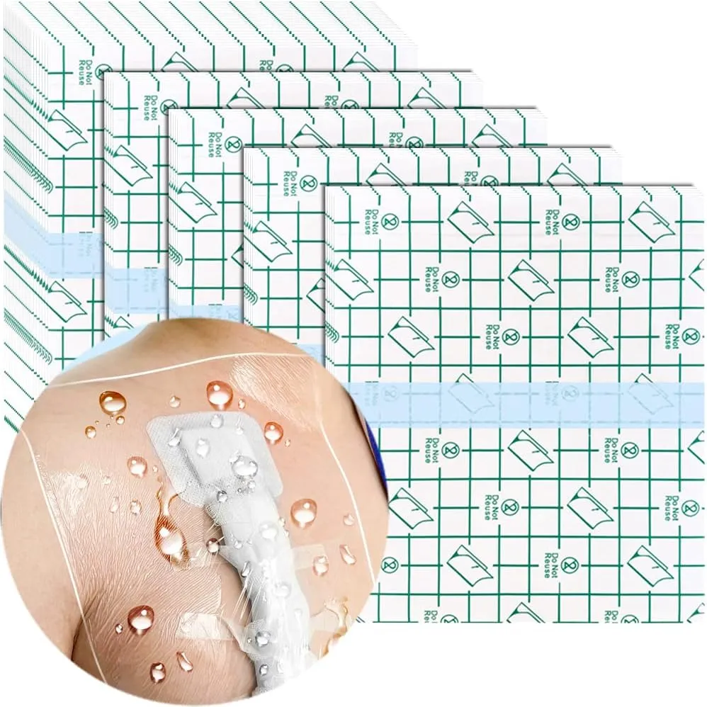 Waterproof Shower Protector Bandage 12x16 inch for Large Port Surgery Incisions Guard Tattoo Second Skin Healing Aftercare Cover Bath Patch Transparent Film Clear Adhesive Wounds Dressing (Pack of 14)