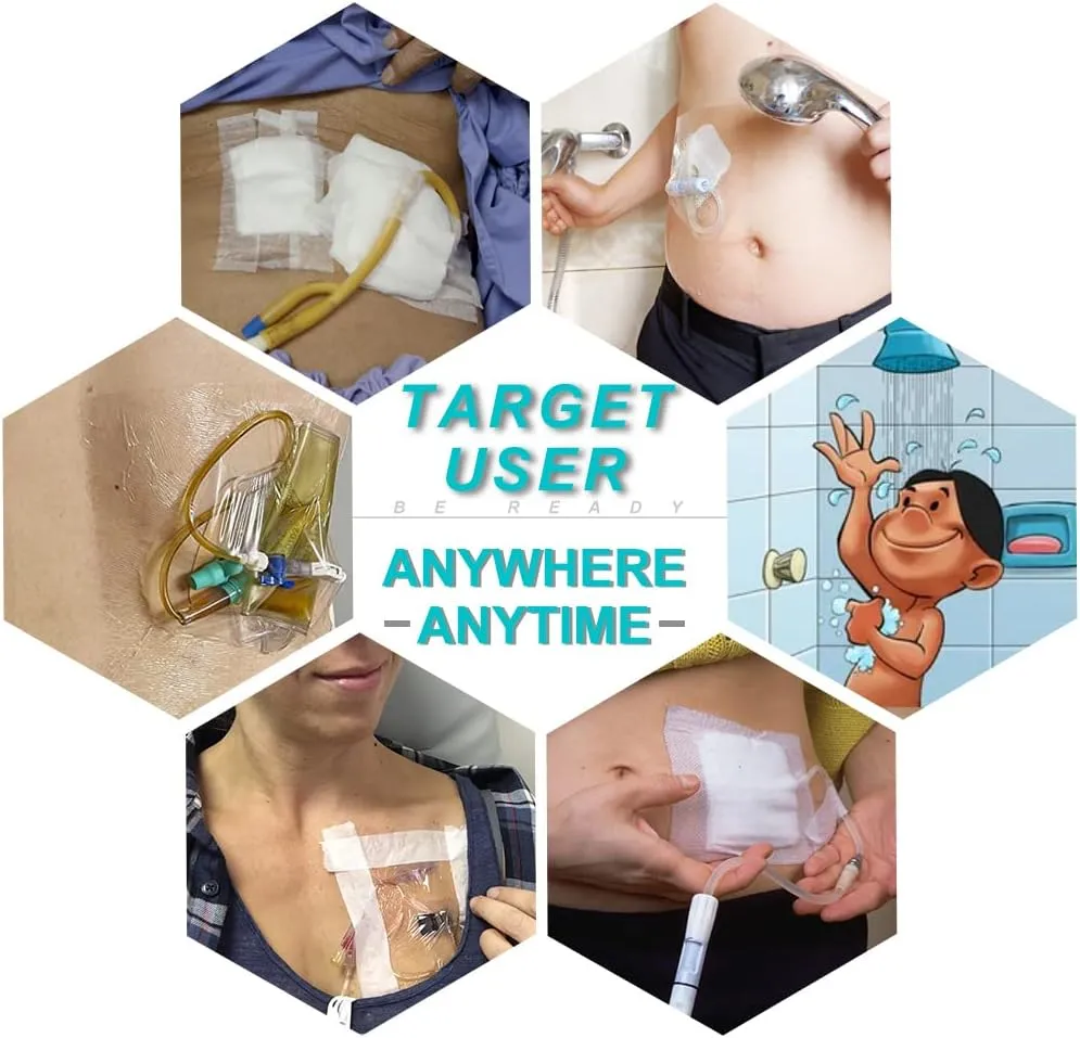 Waterproof Shower Protector Bandage 12x16 inch for Large Port Surgery Incisions Guard Tattoo Second Skin Healing Aftercare Cover Bath Patch Transparent Film Clear Adhesive Wounds Dressing (Pack of 14)