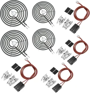 WB17T10006 Terminal Block Kit&Electric Stove Burner Element Replacement 2*WB30M1(6") 2*WB30M2(8")-4Packs Set Compatible for GE HotPoint Kenmore Range/Stove by MIFLUS