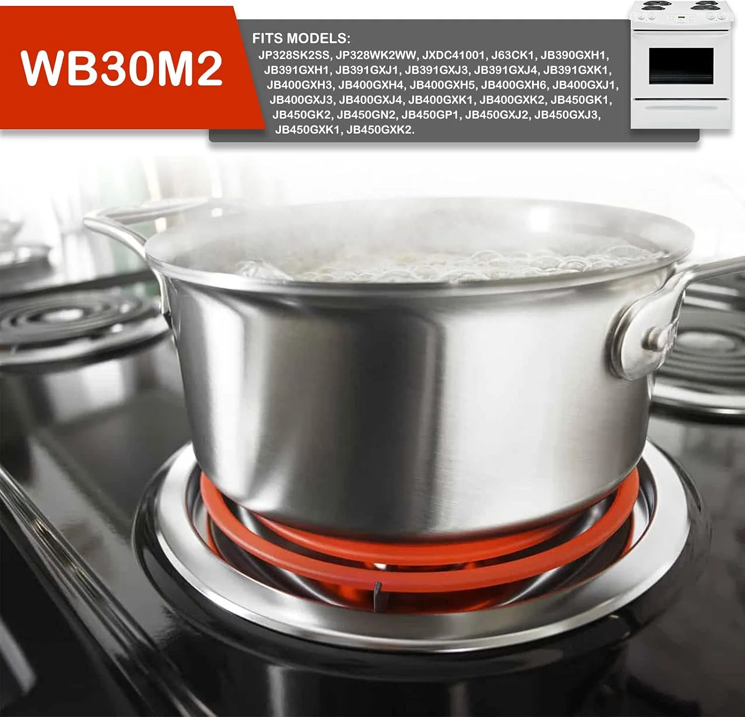 WB30M2 Range 8" Large Surface Burner Element Coil Replacement for G.E 6 Turns Electric Stove Range Burner by AMI PARTS