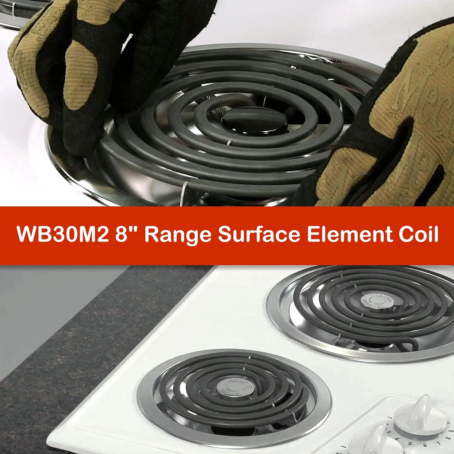 WB30M2 Range 8" Large Surface Burner Element Coil Replacement for G.E 6 Turns Electric Stove Range Burner by AMI PARTS