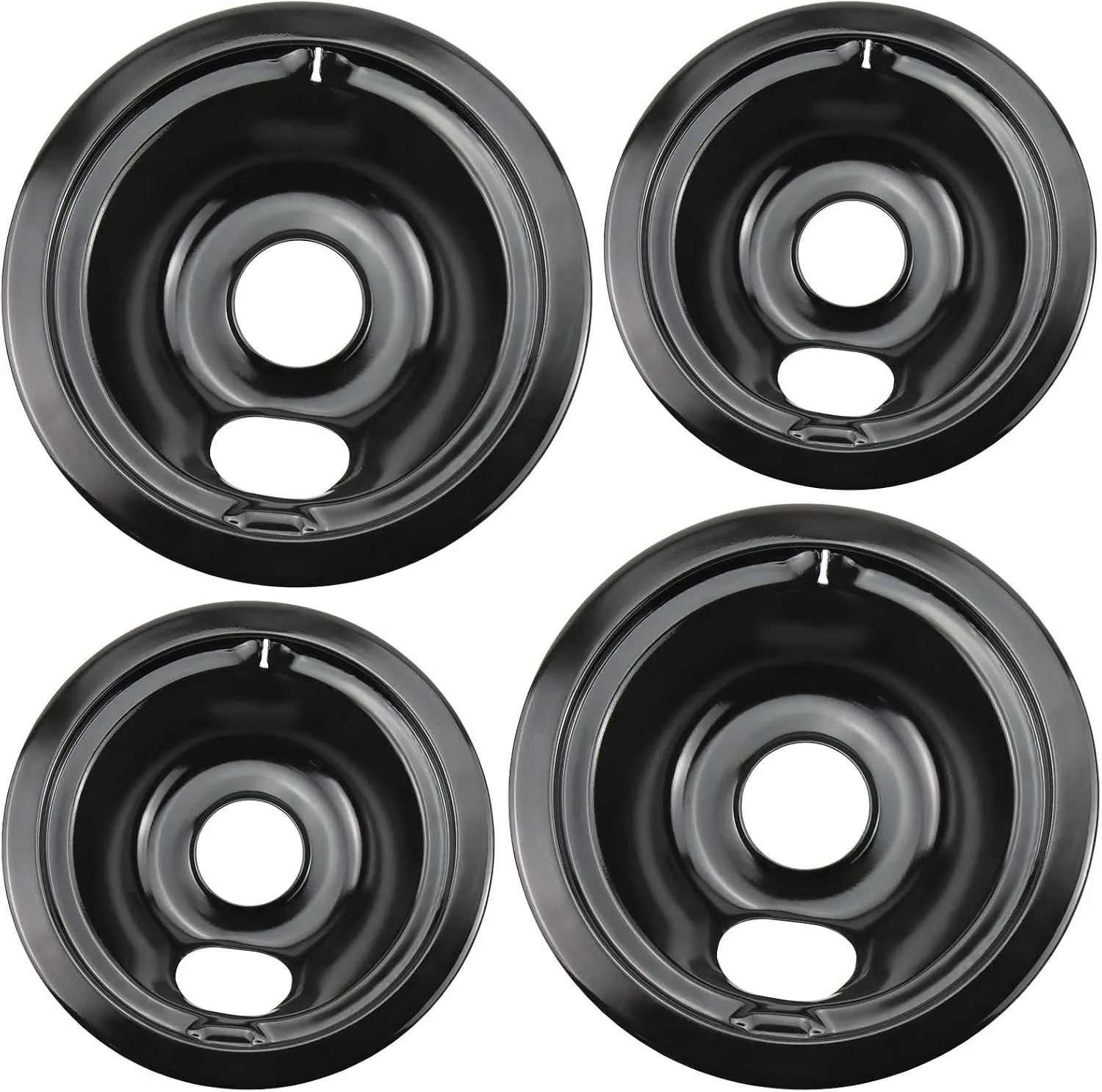WB31M20 WB31M19 Porcelain Drip Pans by Blutoget - Compatible for GE Hotpoint Range Cooktop - Includes 2 6-Inch and 2 8-Inch black Drip Pans - 4 Pack (Black Porcelain)