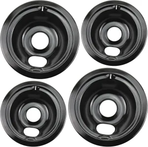 WB31M20 WB31M19 Porcelain Drip Pans by Blutoget - Compatible for GE Hotpoint Range Cooktop - Includes 2 6-Inch and 2 8-Inch black Drip Pans - 4 Pack (Black Porcelain)