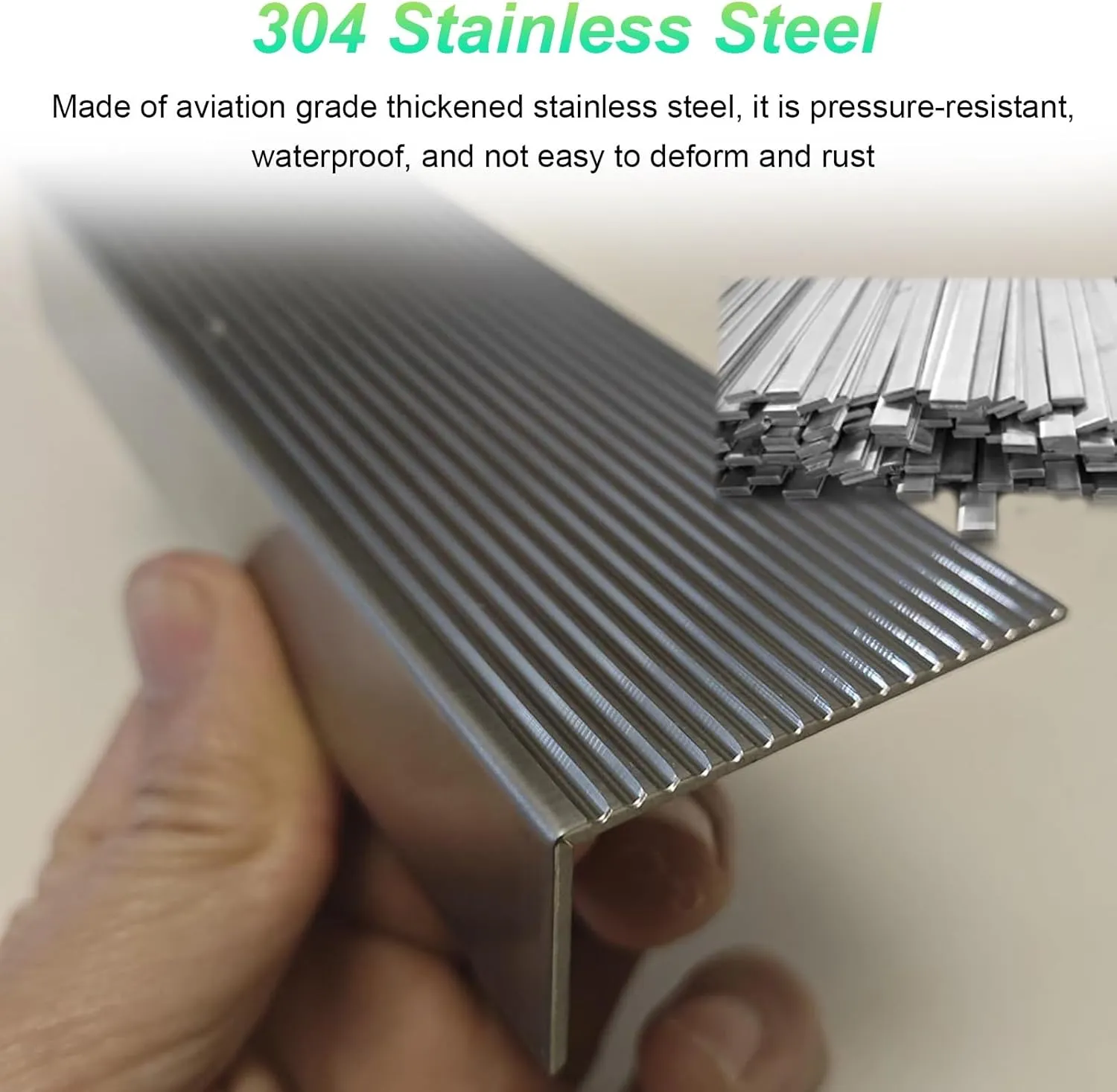 WDJBPSH 40" Stainless Steel Stair Nosing Trim, L Shape Waterproof Staircase Edge Trim for Concrete/Wood/Tire Steps, Non-Slip Edging Protector for Indoor/Outdoor Use(5X 5cm/1.97x1.97in)