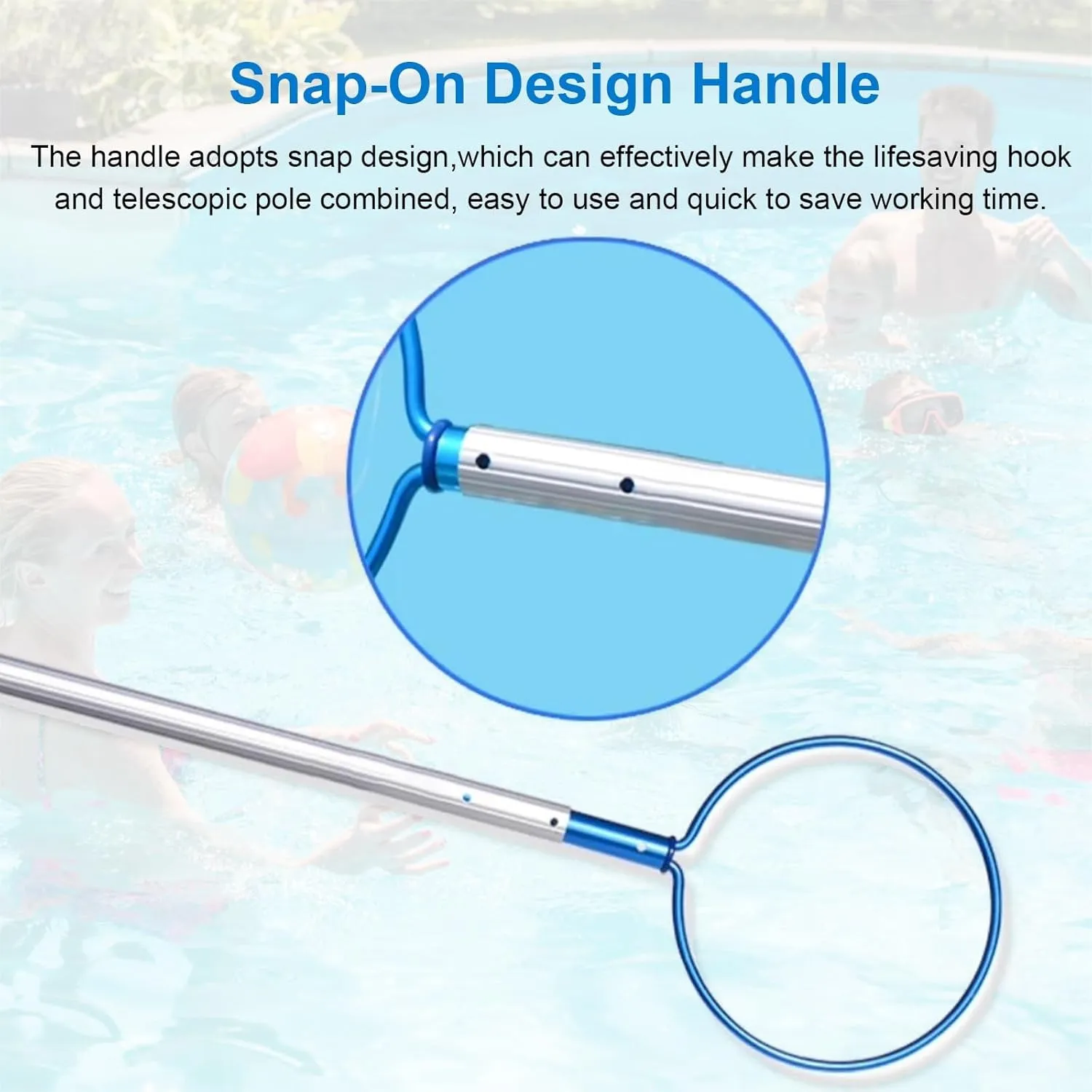 WDJBPSH Pool Safety Ring Hook with Telescopic Pole, Emergency Life Saving Rescue Stick Hooks for Public Pools/Spas/Water Parks Drowning Swimmers(2 ft~3.3 ft)