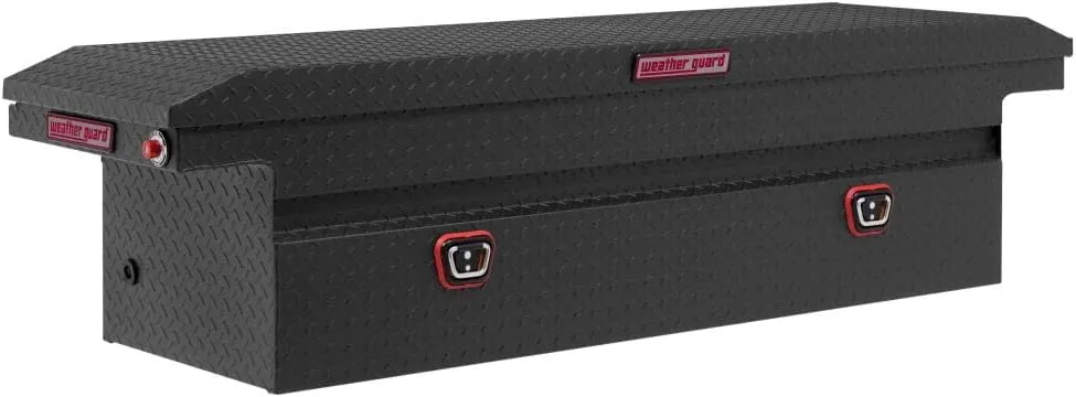 Weather Guard Saddle Truck Tool Box Aluminum Full Low Profile Textured Matte Black 10.2 Cu Ft