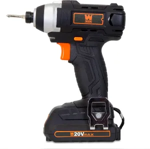 WEN Cordless Impact Driver with 20V Max Battery, Bits, Charger and Carrying Bag (49135)