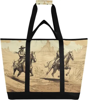 Western Cowboy Reusable Insulated Lunchbox Cooler Bag, Leakproof Kitchen Grocery Bag Collapsible Portable Cooler Tote Bag for Picnic, Camping, Office, Travel