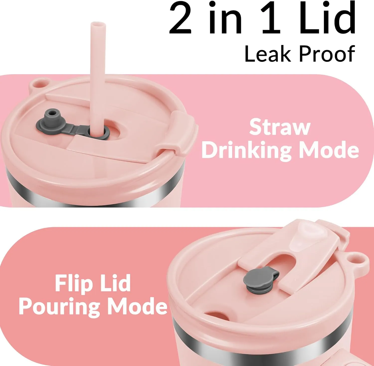 WETOWETO 40oz Tumbler with Handle | Insulated Stainless Steel Travel Mug | 34Hrs Cold & 10Hrs Hot Retention | 100% Leakproof Lid & Straw | Dishwasher Safe   Car Cup Holder Fit (Pink-Red Gradient)