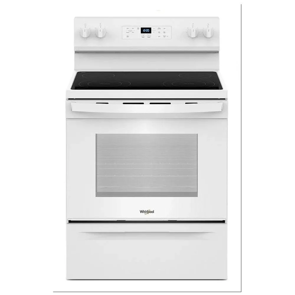 Whirlpool YWFES3530RW Electric Range, 30 inch Exterior Width, Self Clean, 4 Burners, 5.3 cu. ft. Capacity, Storage Drawer, 1 Ovens, White colour
