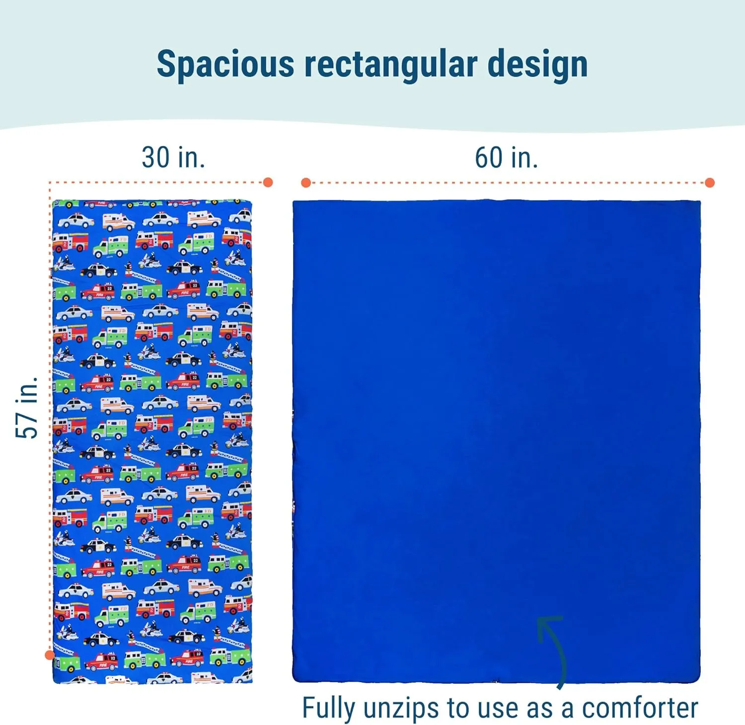 Wildkin Kids Sleeping Bag – Roll-Up Design with Storage Bag for School, Travel & Camping - Heroes