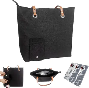 Wine Tote Bag with Hidden Dispenser, Large Wine Spout Purse, Insulated, Black, Unisex-Adults, Outdoor Enthusiasts, Social Drinkers, Satchel, 12.2" x 11.8" (31cm x 30cm)